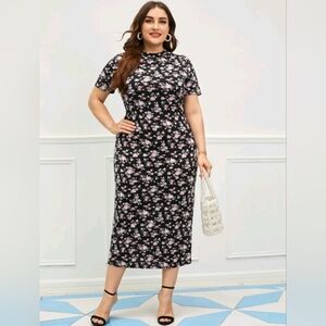 Mock neck floral dress